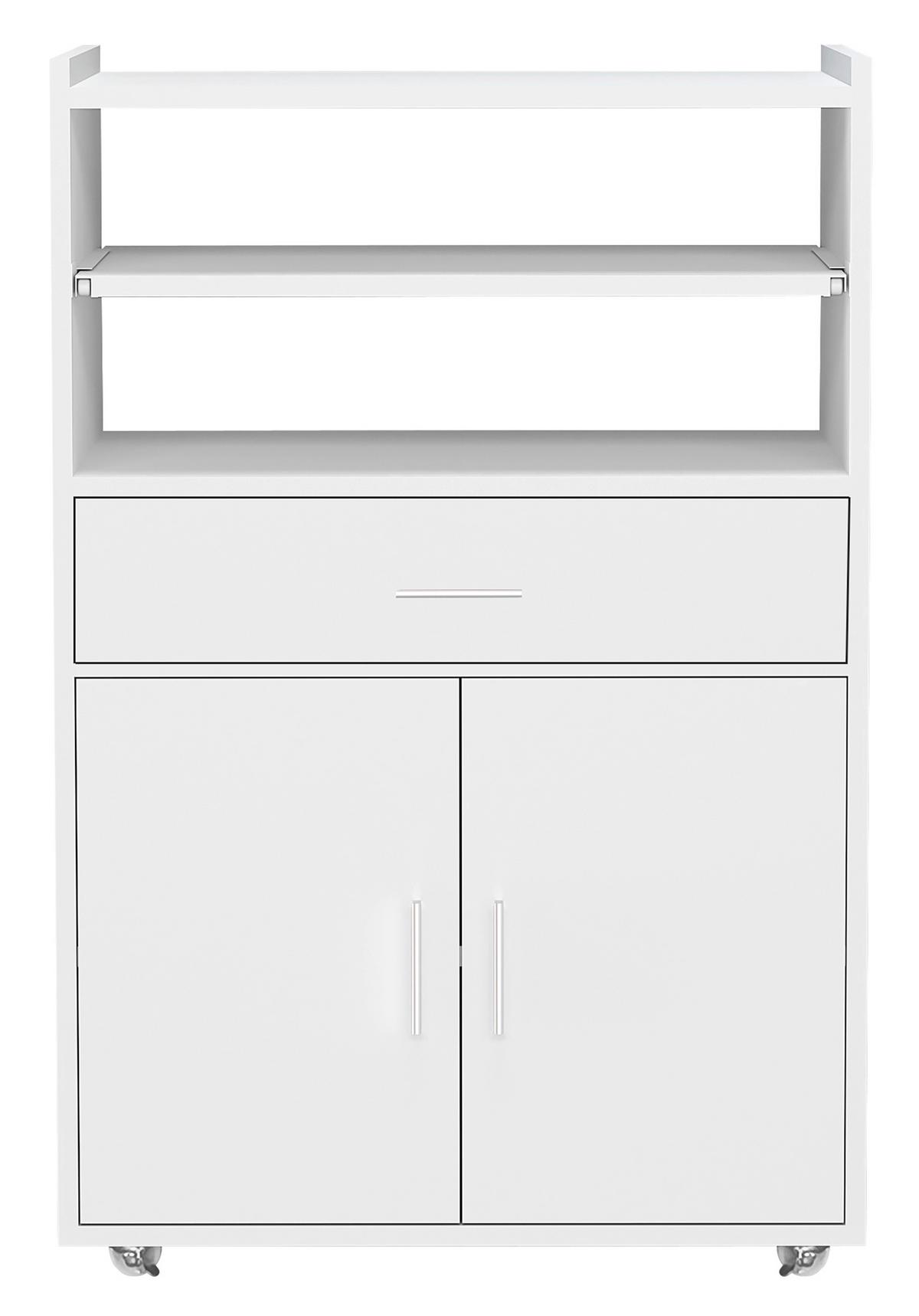 Servierwagen Kiola ca. 59x92 cm Weiß - Silberfarben/Weiß, Basics, Holzwerkstoff/Kunststoff (59/92/40cm) - MID.YOU
