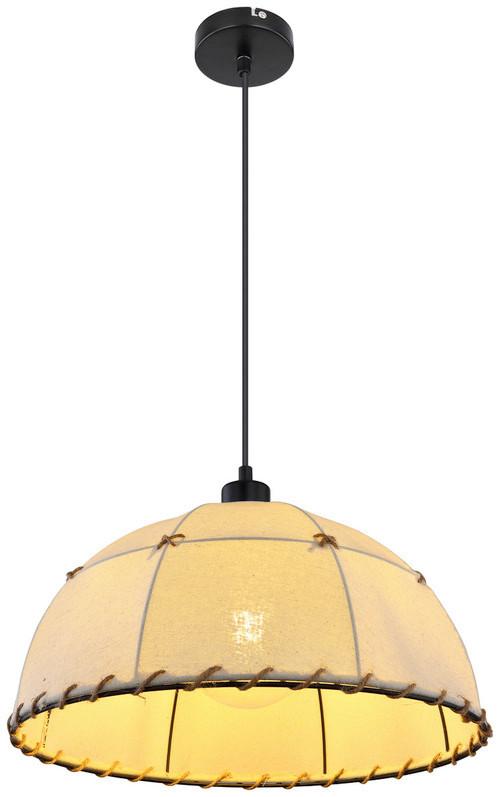 Hängeleuchte Rex max. 60 Watt - Beige/Schwarz, Natur, Naturmaterialien/Textil (40/120cm) - Globo