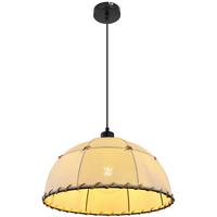 Hängeleuchte Rex max. 60 Watt - Beige/Schwarz, Natur, Naturmaterialien/Textil (40/120cm) - Globo