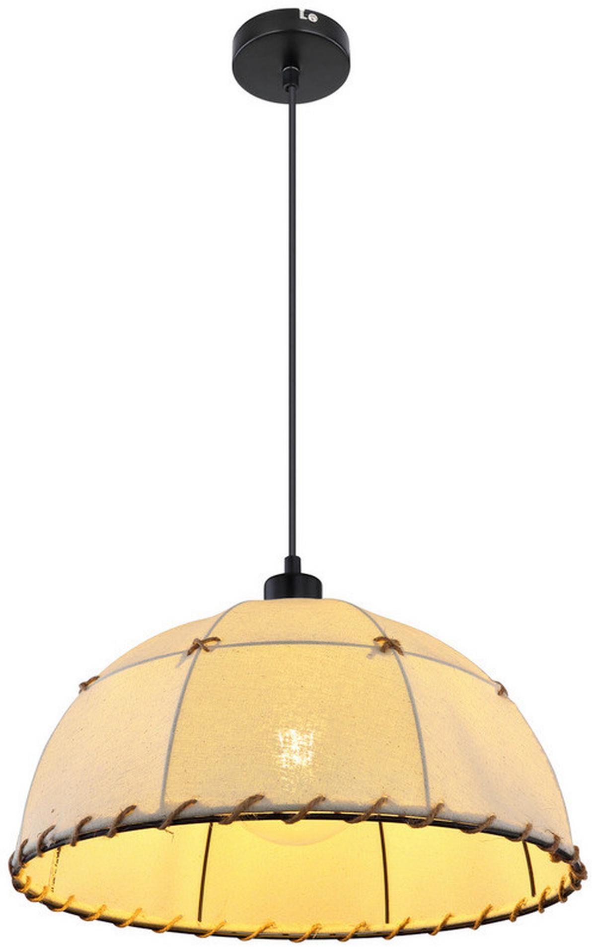 Hängeleuchte Rex max. 60 Watt - Beige/Schwarz, Natur, Naturmaterialien/Textil (40/120cm) - Globo