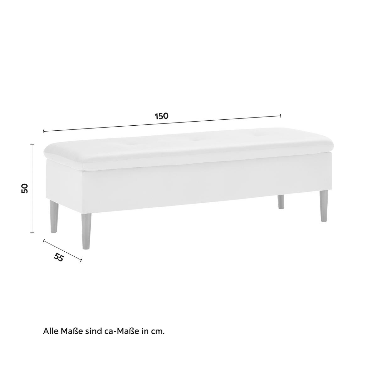 Hockerbank Jessy Hellgrau Samt Gepolstert mit Stauraum - Buchefarben/Hellgrau, MODERN, Holz/Textil (150/50/55cm) - Bessagi Home