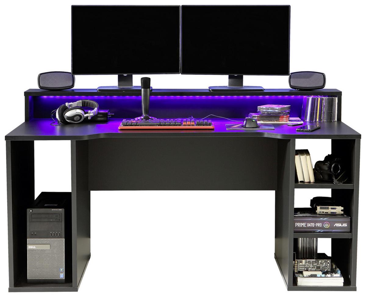 Gaming Miza Tezaur, Črna - črna, Moderno, kovina/umetna masa (160/72/91cm) - MID.YOU