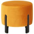 Hocker in Orange Ø ca. 41cm - Schwarz/Orange, MODERN, Holz/Textil (41/38cm) - Modern Living Hocker in Orange Ø ca. 41cm - Schwarz/Orange, MODERN, Holz/Textil (41/38cm) - Modern Living