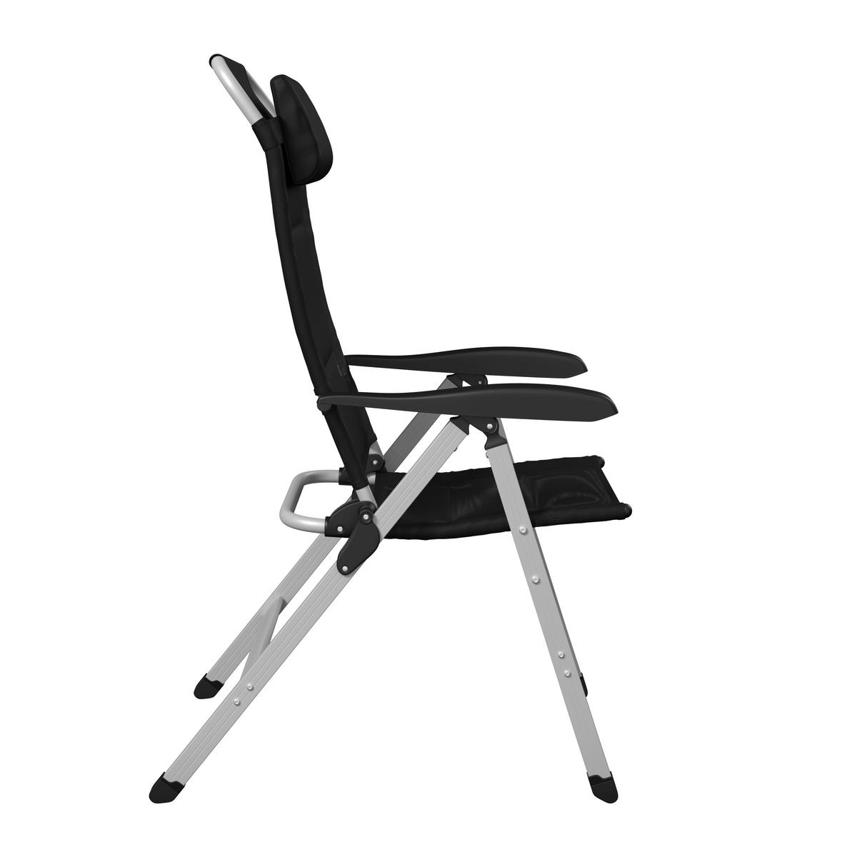 Gartenstuhl Geri Schwarz/Silberfarben - Silberfarben/Schwarz, Basics, Textil/Metall (74/117/60cm)