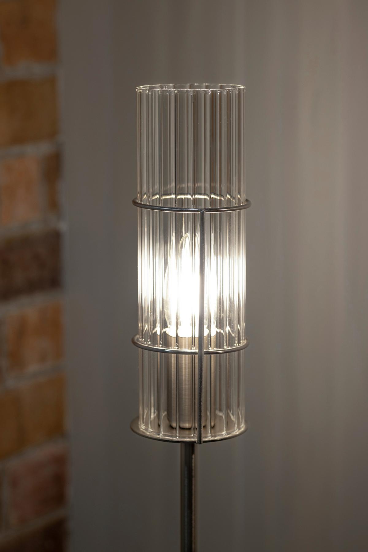 Tischleuchte Tubo Silberfarben max. 40 Watt - Transparent/Silberfarben, Basics, Glas/Metall (13/13/65cm) - Markslöjd