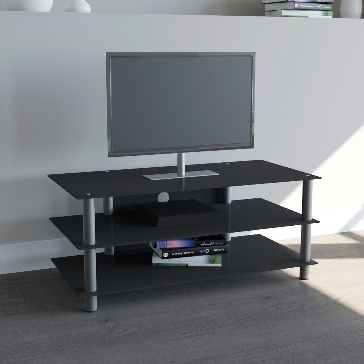 Mizica Za Hi-fi Naprave Zumbo, Črno Srebrna, 110cm - srebrne barve/črna, Konvencionalno, kovina/steklo (110/45/42cm) - MID.YOU
