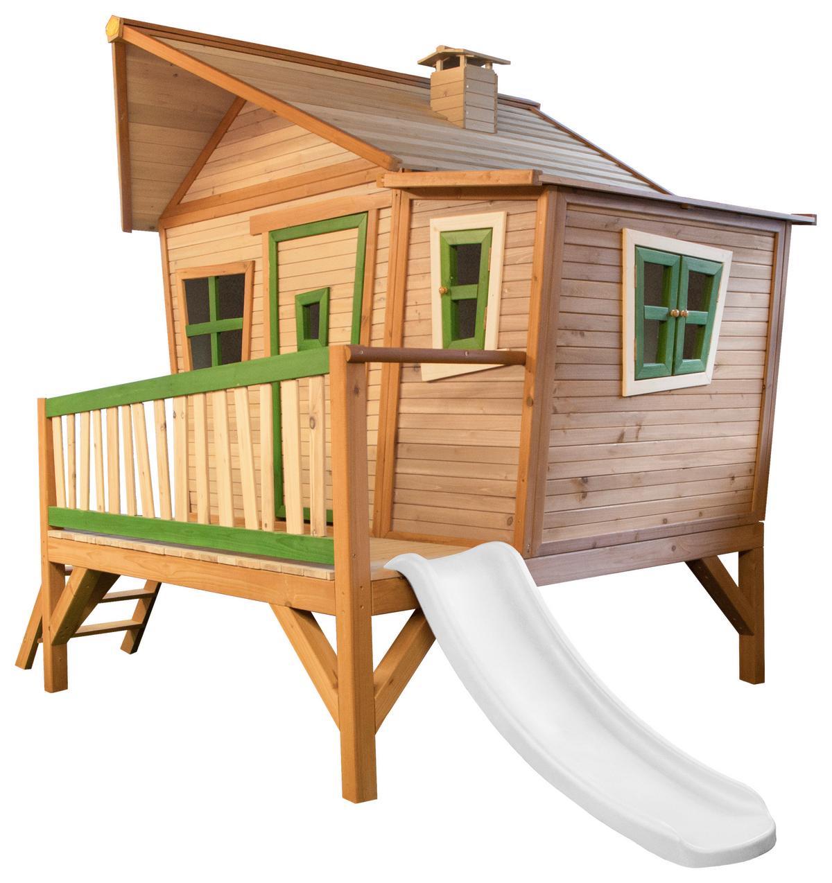 Speilhaus "Emma", Braun, Grün, Weiß - Hellgrün/Braun, KONVENTIONELL, Holz/Kunststoff (123/12,8/152cm) - Ambia Garden
