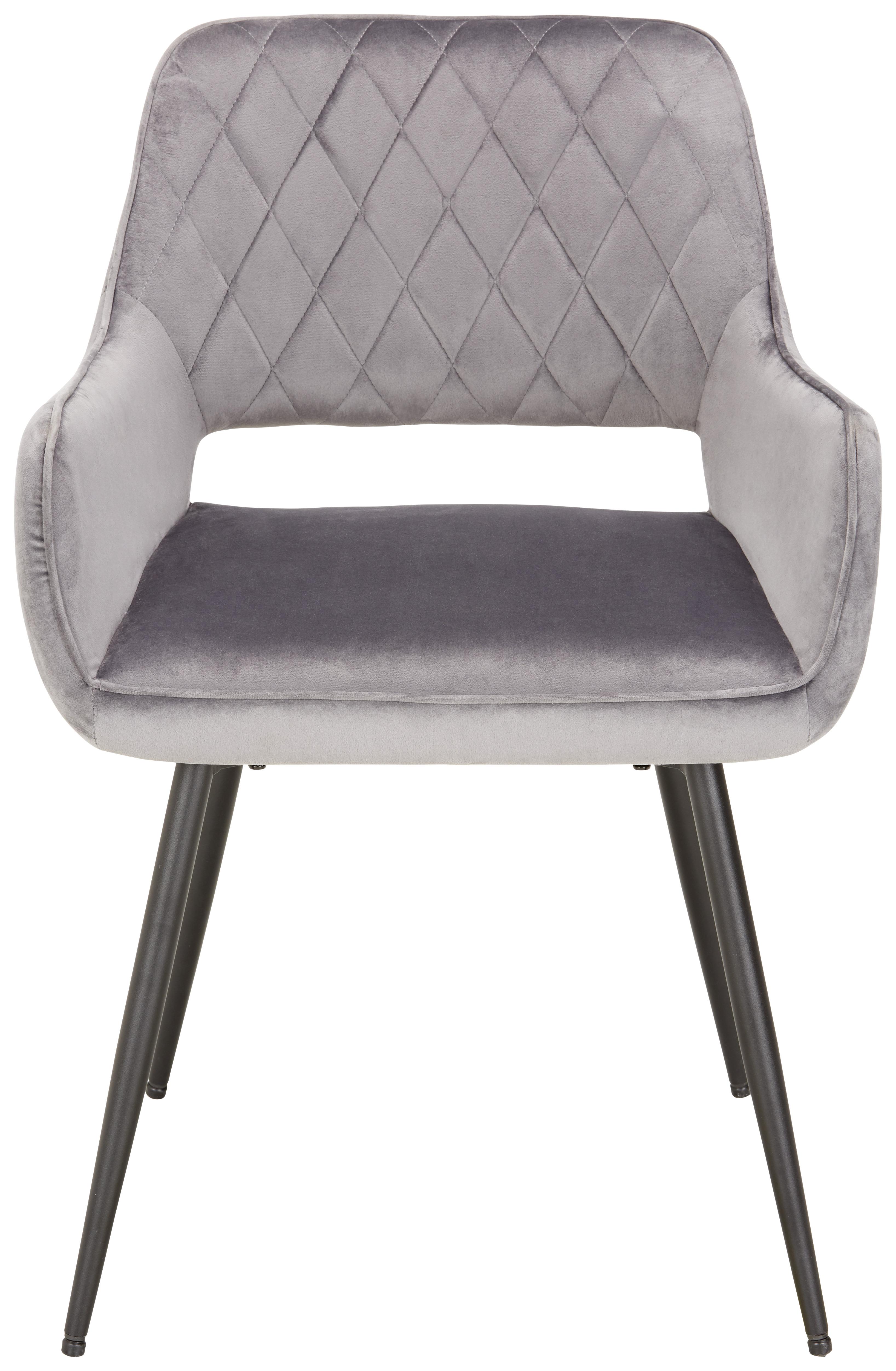 Stuhl Serafina in Grau Samt - Schwarz/Grau, MODERN, Holz/Textil (55/80,5/59,5cm) - Mömax