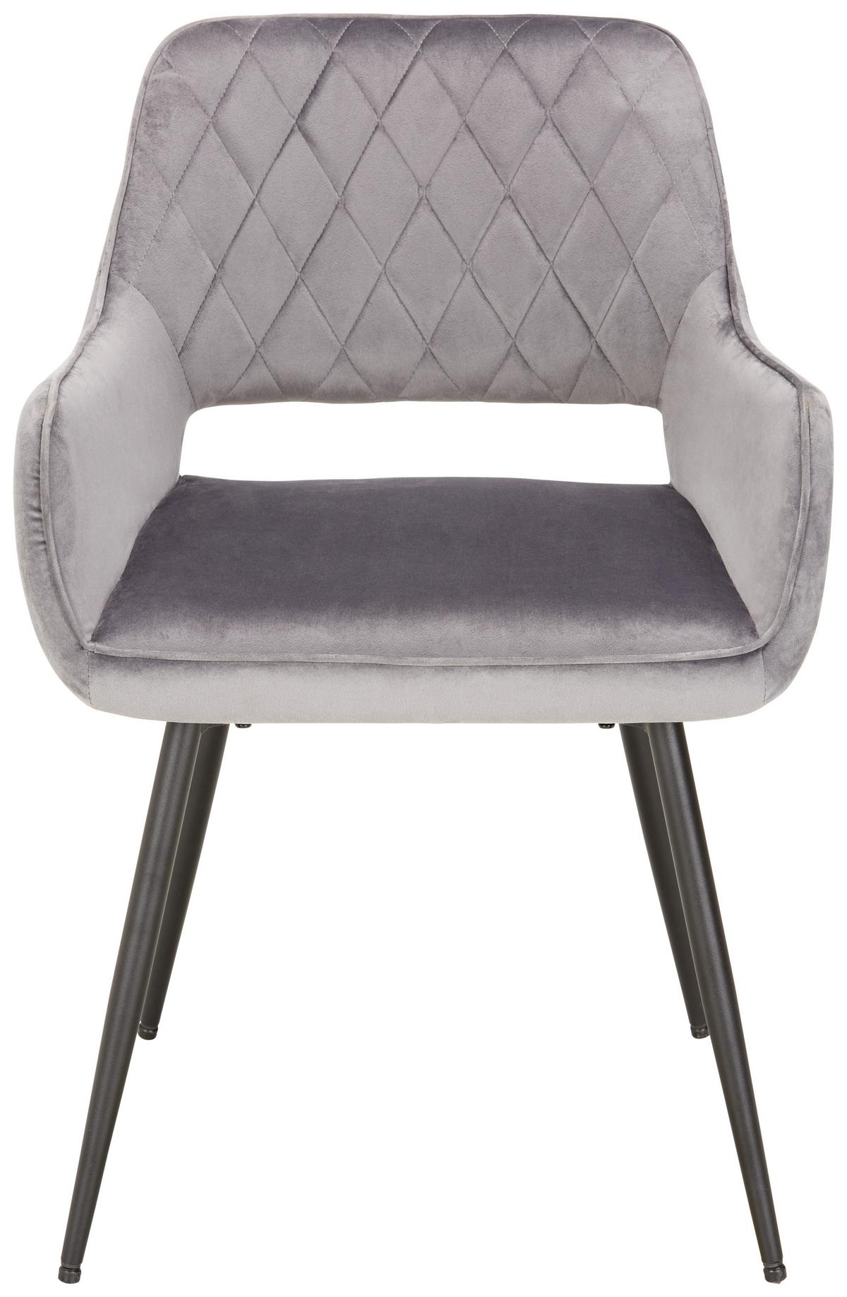 Stuhl Serafina in Grau - Schwarz/Grau, Modern, Holz/Textil (55/80,5/59,5cm) - Based