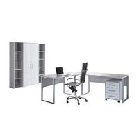 Büro Office Edition Set 3 Grau/Weiß - Weiß Hochglanz/Grau, MODERN, Holzwerkstoff - MID.YOU