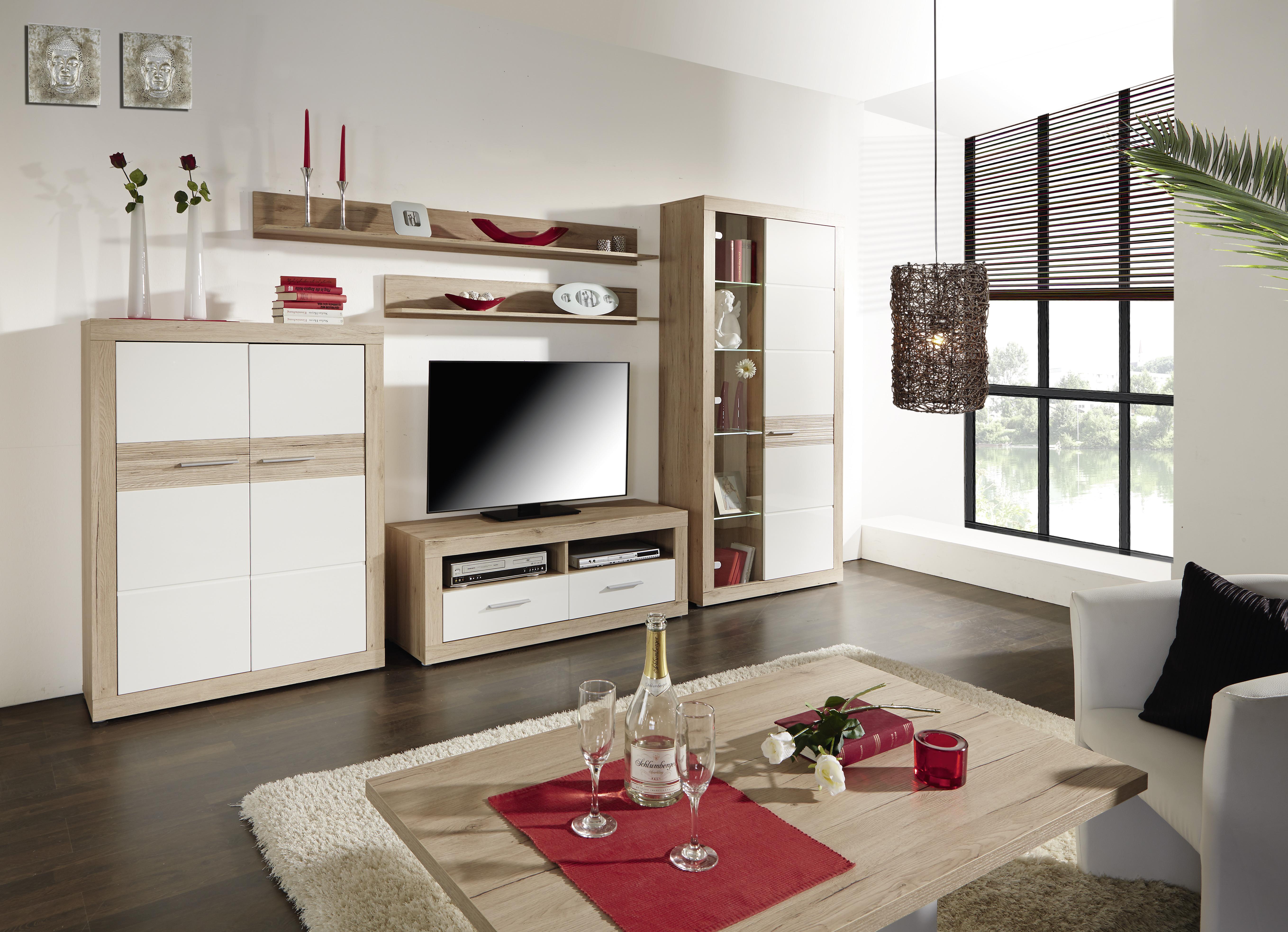 Tv Komoda Malta - bijela/boje hrasta, Moderno, drvo (128/50/42cm) - Modern Living