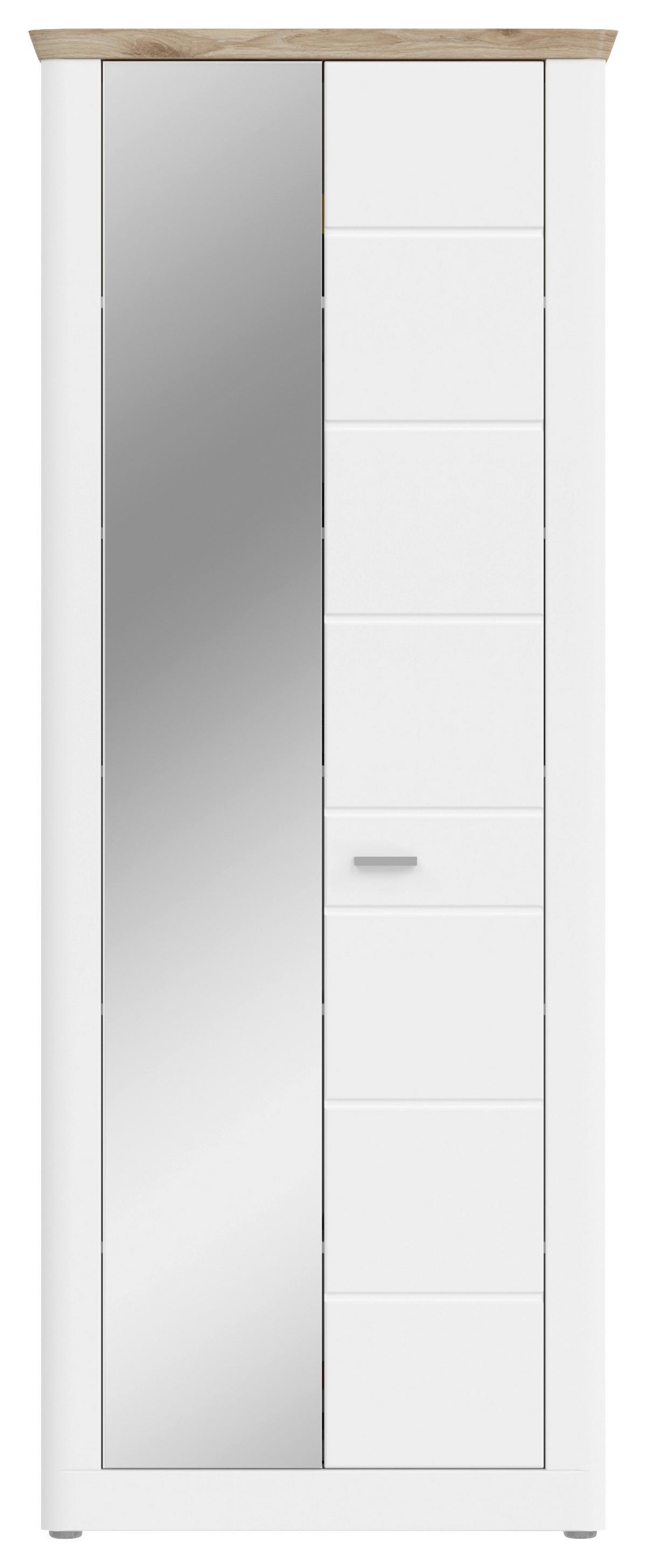 Garderobenschrank Michigan ca. 79x204 cm Weiß m. Spiegel - Weiß, LIFESTYLE, Holzwerkstoff/Kunststoff (79/204/37cm) - MID.YOU