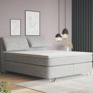Boxspringbett Tabea Hellgrau ca. 180x200cm - Hellgrau/Alufarben, KONVENTIONELL, Karton/Naturmaterialien (180/200cm) - Premium Living