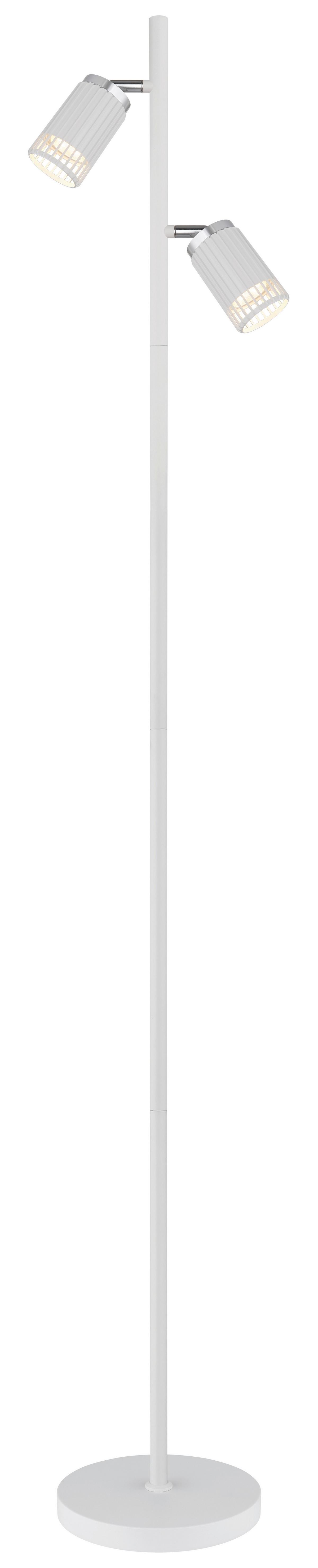 STEHLEUCHTE 57906SW KORBEN - Chromfarben/Weiss, Design, Kunststoff/Metall (27,5/22/158cm) - Globo