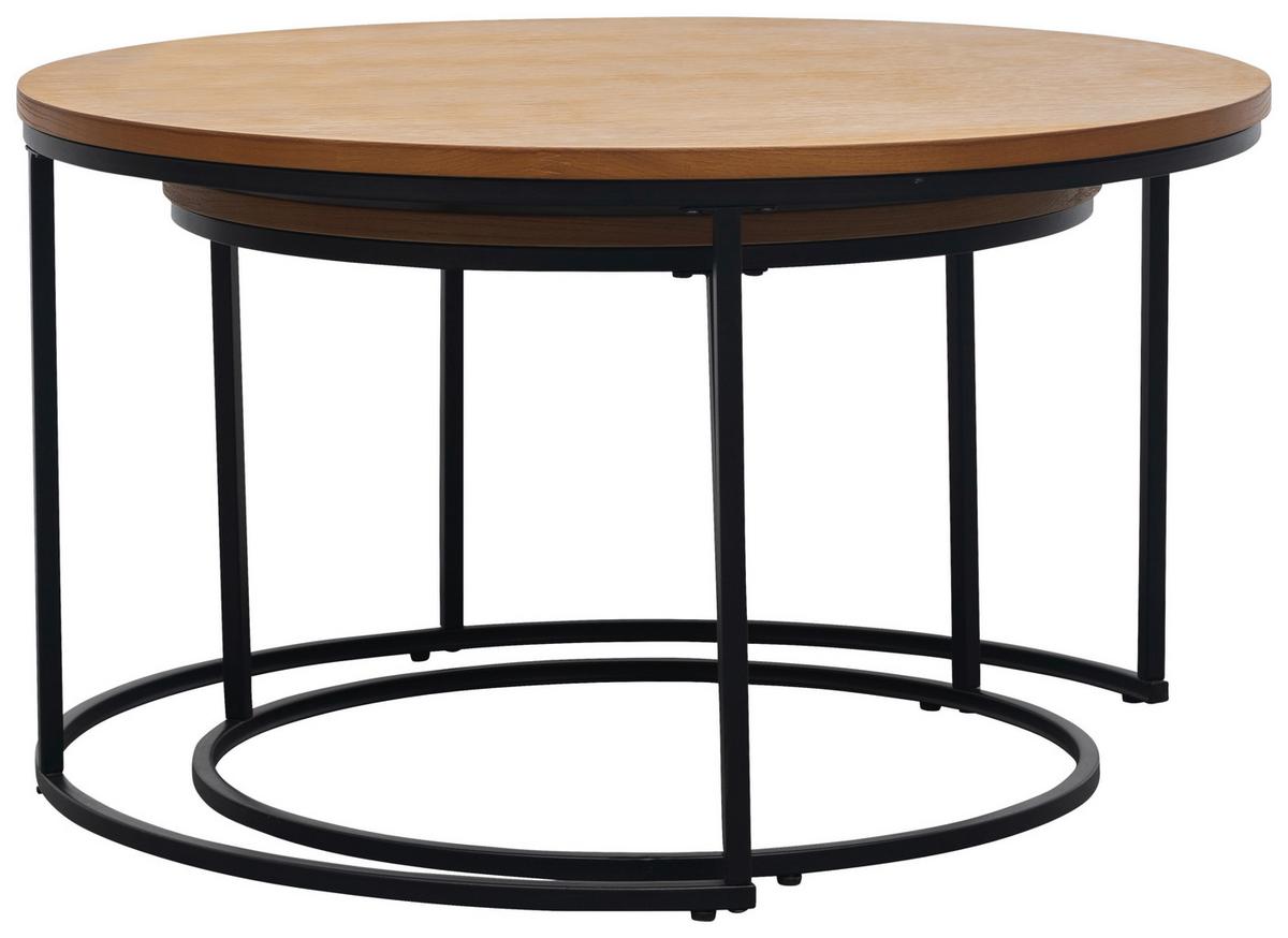 STOLIKI WSUWANE POD SIEBIE SATZTISCH - kolor dębowy/czarny, Modern, materiał drewnopochodny/metal (80/60/45/45/80/60cm) - MID.YOU