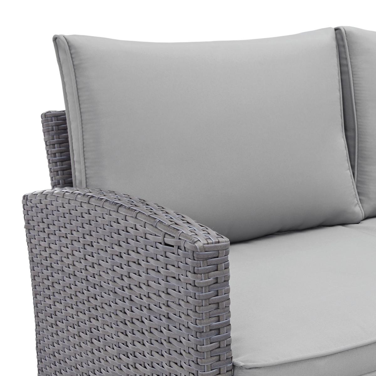 Loungegarnitur-Set Marrakesch 2 Grau aus Kunststoffgeflecht - Hellgrau/Schwarz, Modern, Glas/Kunststoff (240/70/181cm) - Mömax