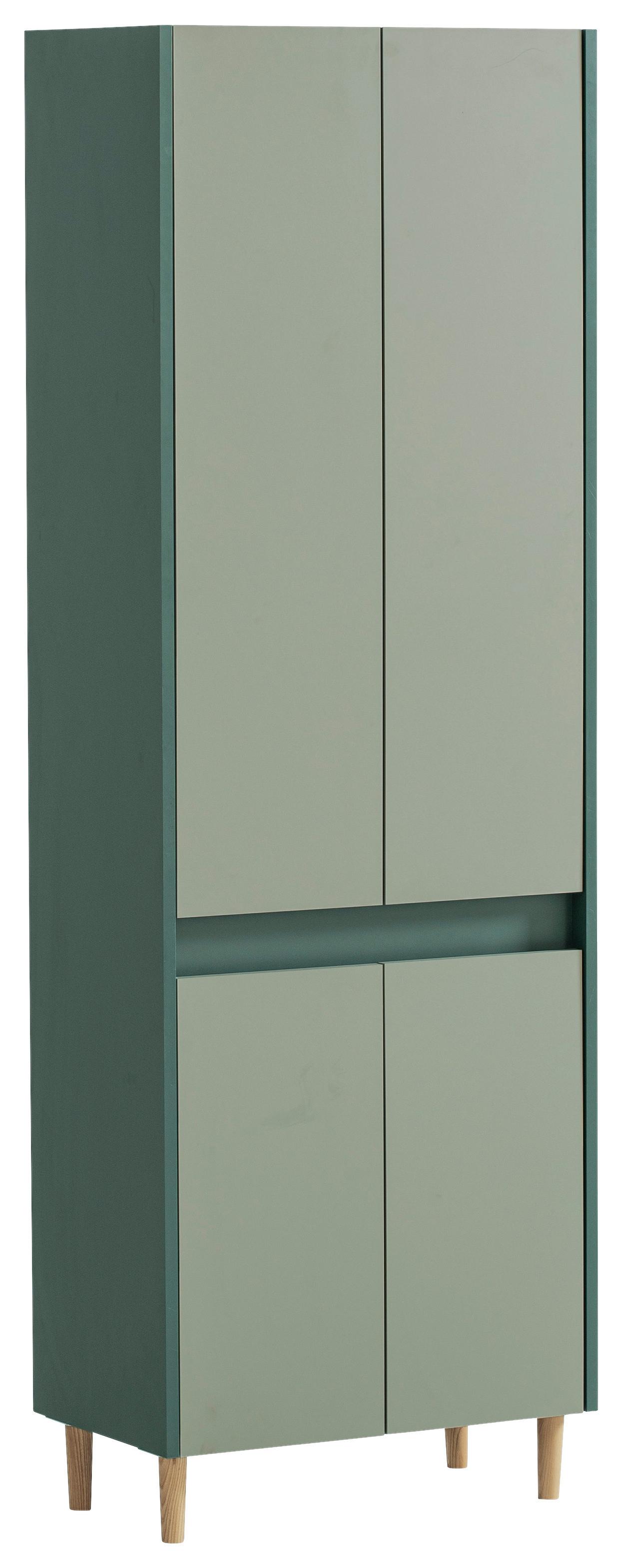 Hochschrank Lovis Dunkelgrün - Eschefarben/Hellgrün, MODERN, Holz/Holzwerkstoff (56,9/170,0/33,0cm) - MID.YOU