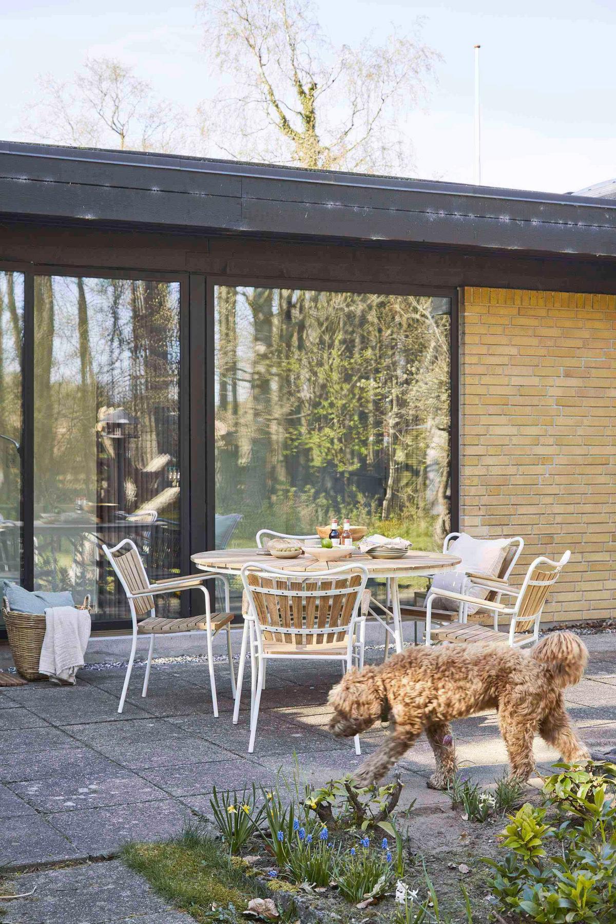 Gartenstuhl Ellen Weiß/Teak - Weiß Hochglanz/Teakfarben, KONVENTIONELL, Holz/Metall (58,5/78/56,5cm) - Gardenson