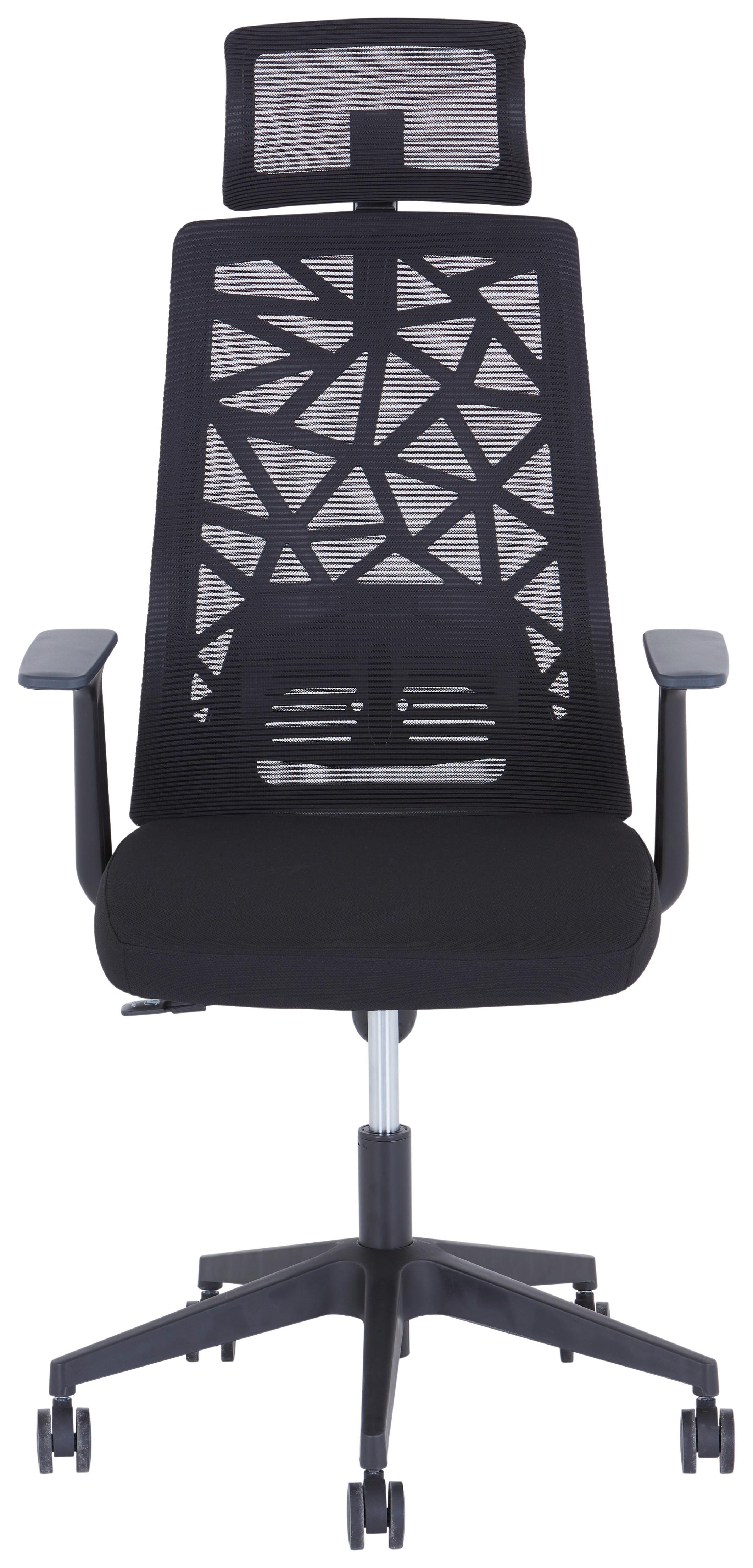 Scaun directorial DEMO 1 - negru, Modern, plastic/textil (64/120-140/60cm) - Modern Living