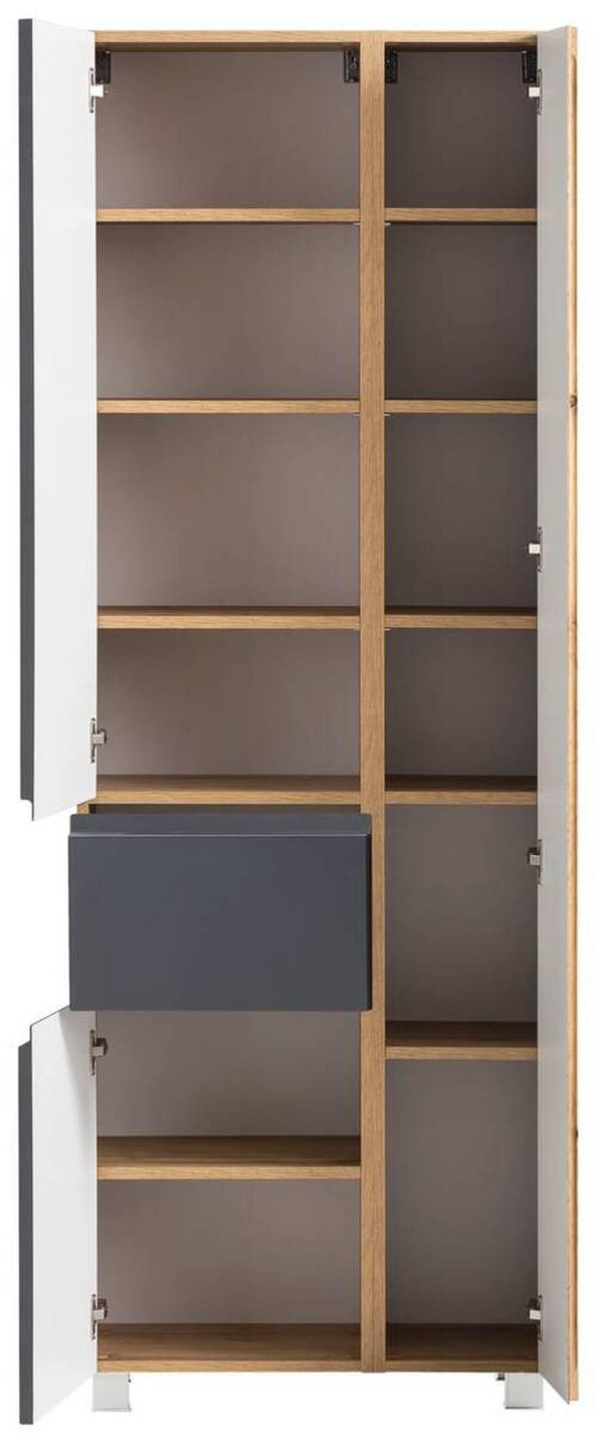 Hochschrank "Varese" in grau/wotaneiche - Eiche Wotan/Grau, MODERN, Holzwerkstoff (65/180/35cm) - Held