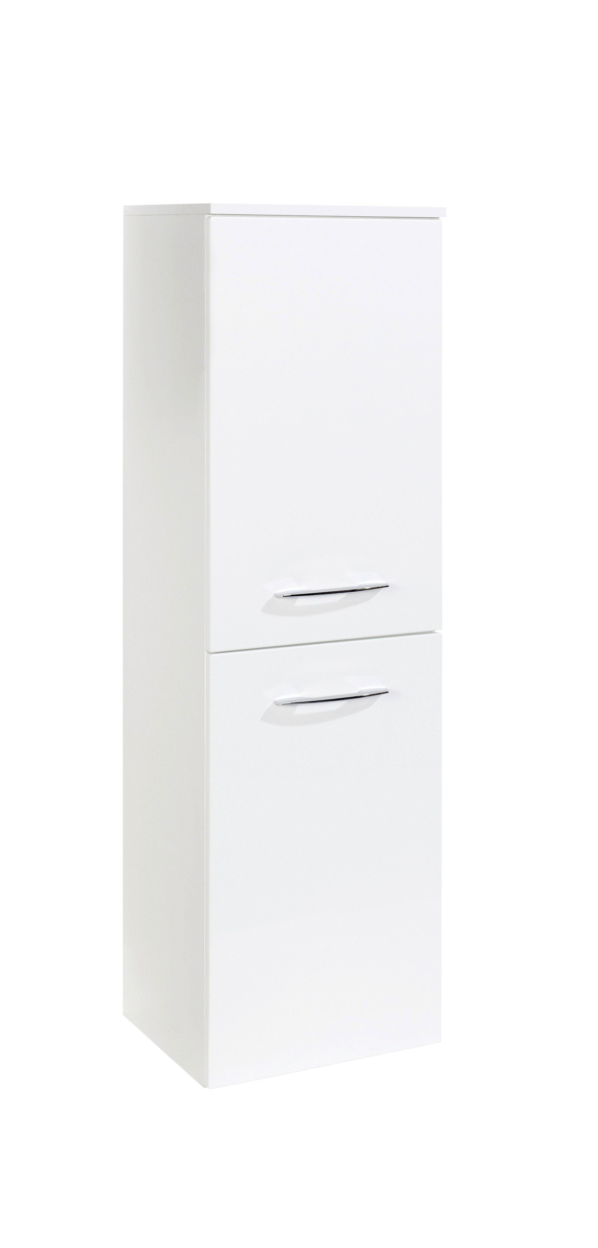 Midischrank Florida in Weiß - Chromfarben/Weiß Hochglanz, MODERN, Holzwerkstoff/Metall (40/130/35cm)