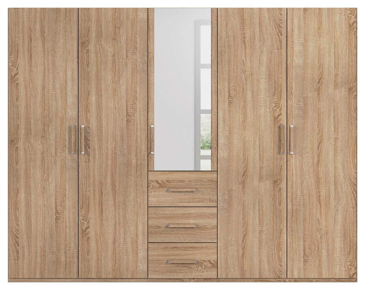 Omara S Klasičnimi Vrati Evelyn, Barva Hrasta - hrast sonoma, Design, umetna masa/steklo (251/197/60cm) - Novel