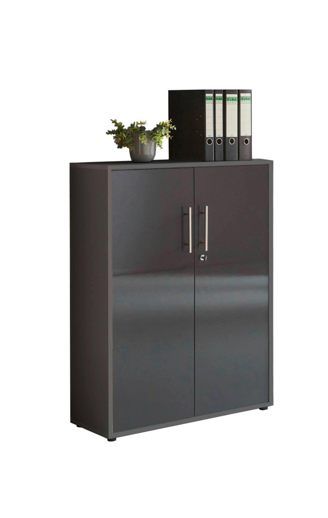 AKTENSCHRANK OFFICE EDITION - Anthrazit/Anthrazit Hochglanz, MODERN, Holzwerkstoff (84,4/113,6/33cm) - MID.YOU