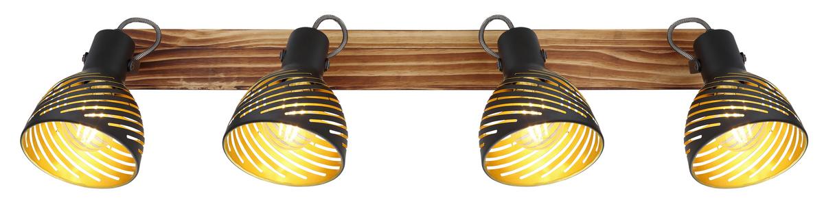 Strahler Lenna max. 40 Watt - Dunkelbraun/Goldfarben, Basics, Holz/Metall (80/12,5/25cm) - Globo