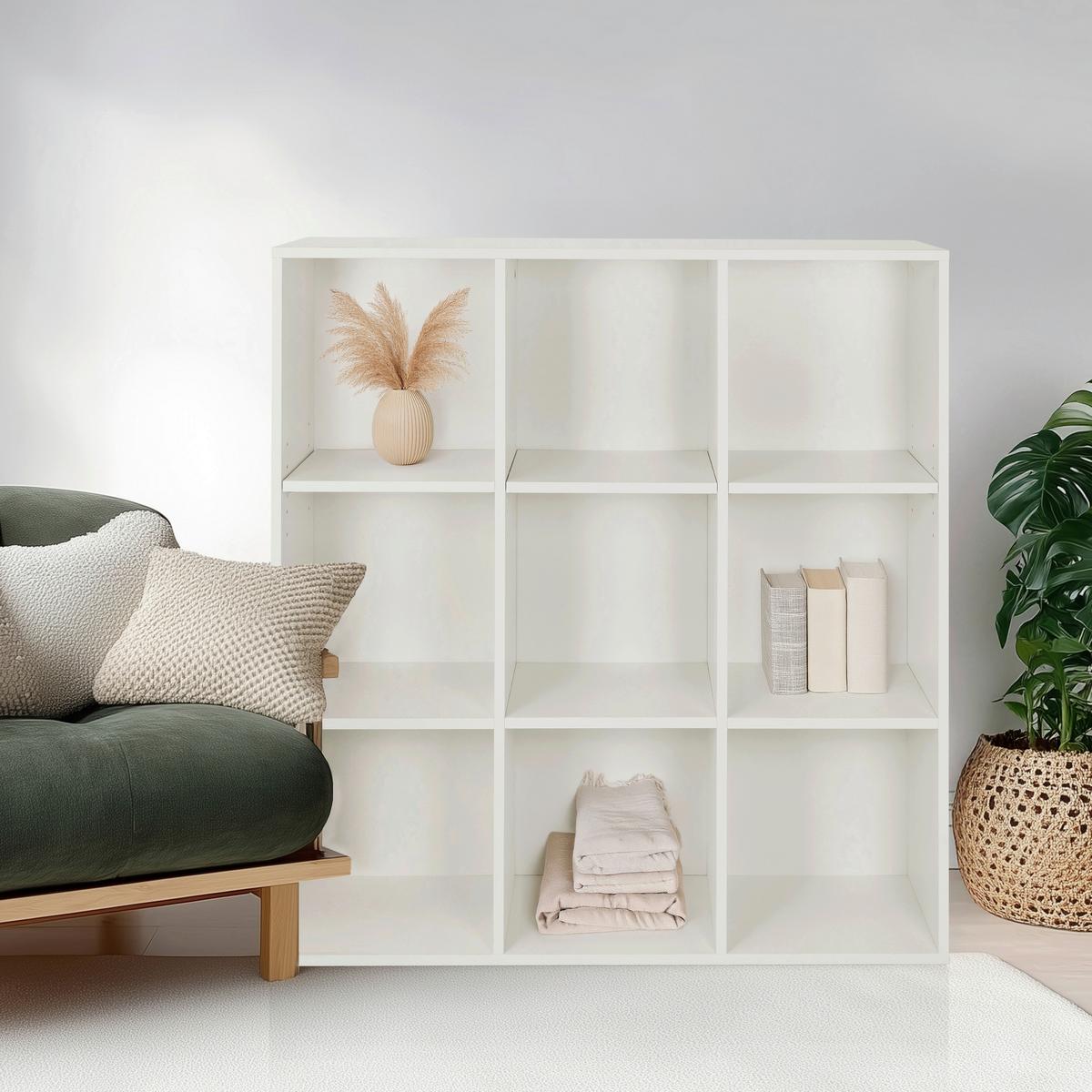 Regal Bjorke, Bela - bela, Moderno, leseni material (97,5/100/30cm) - MID.YOU