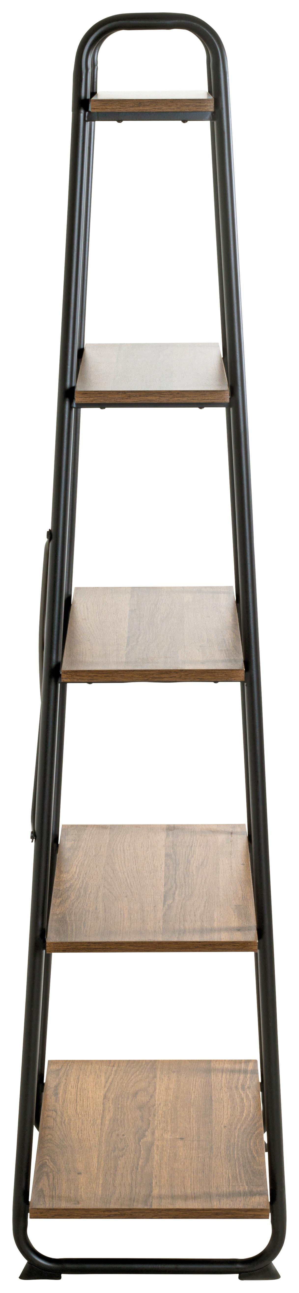Regal Hengelo 5 in Schwarz/Eichefarben - Eichefarben/Schwarz, MODERN, Holzwerkstoff/Metall (60/164/36cm) - Mömax