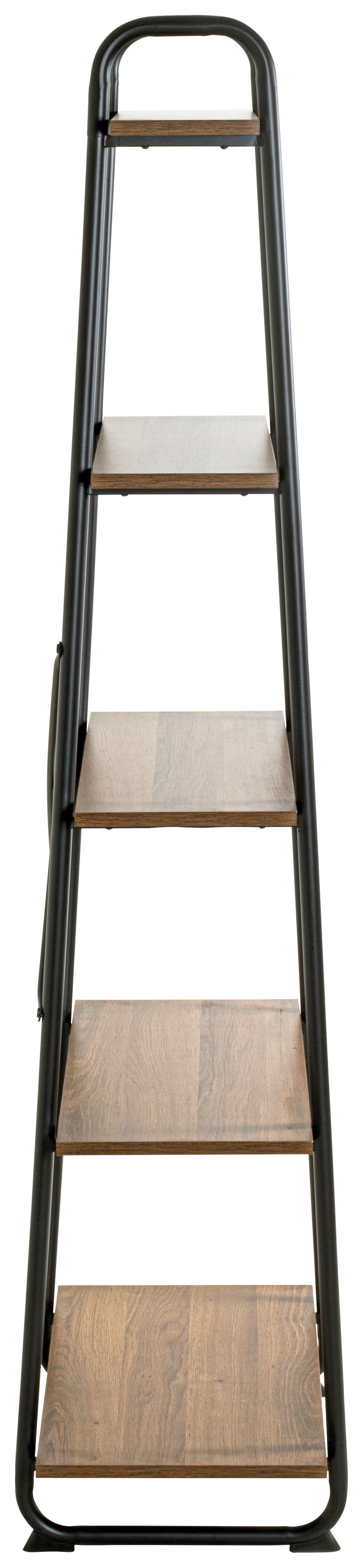 Regal Hengelo 5 in Schwarz/Eichefarben - Eichefarben/Schwarz, MODERN, Holzwerkstoff/Metall (60/164/36cm) - Mömax