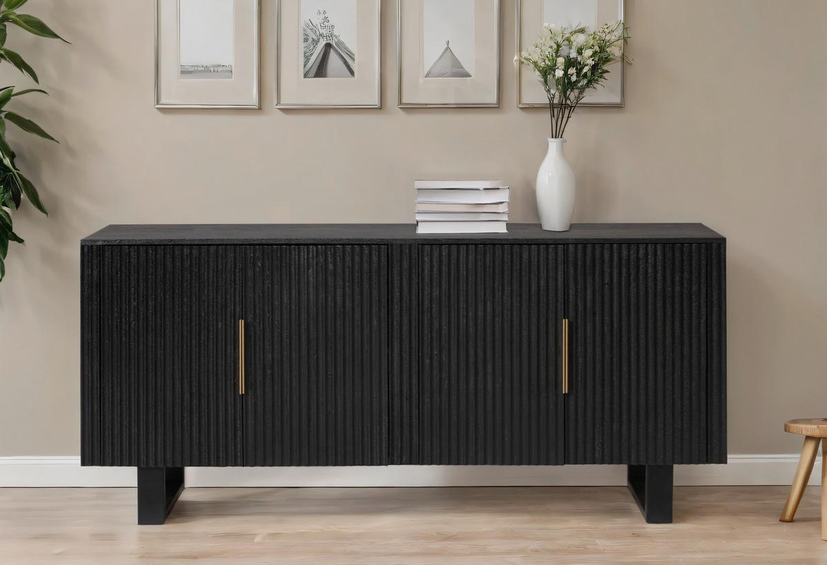KOMODA SZEROKA SIDEBOARD - czarny/kolor złoty, Design, metal/drewno (180/80/40cm) - Livetastic