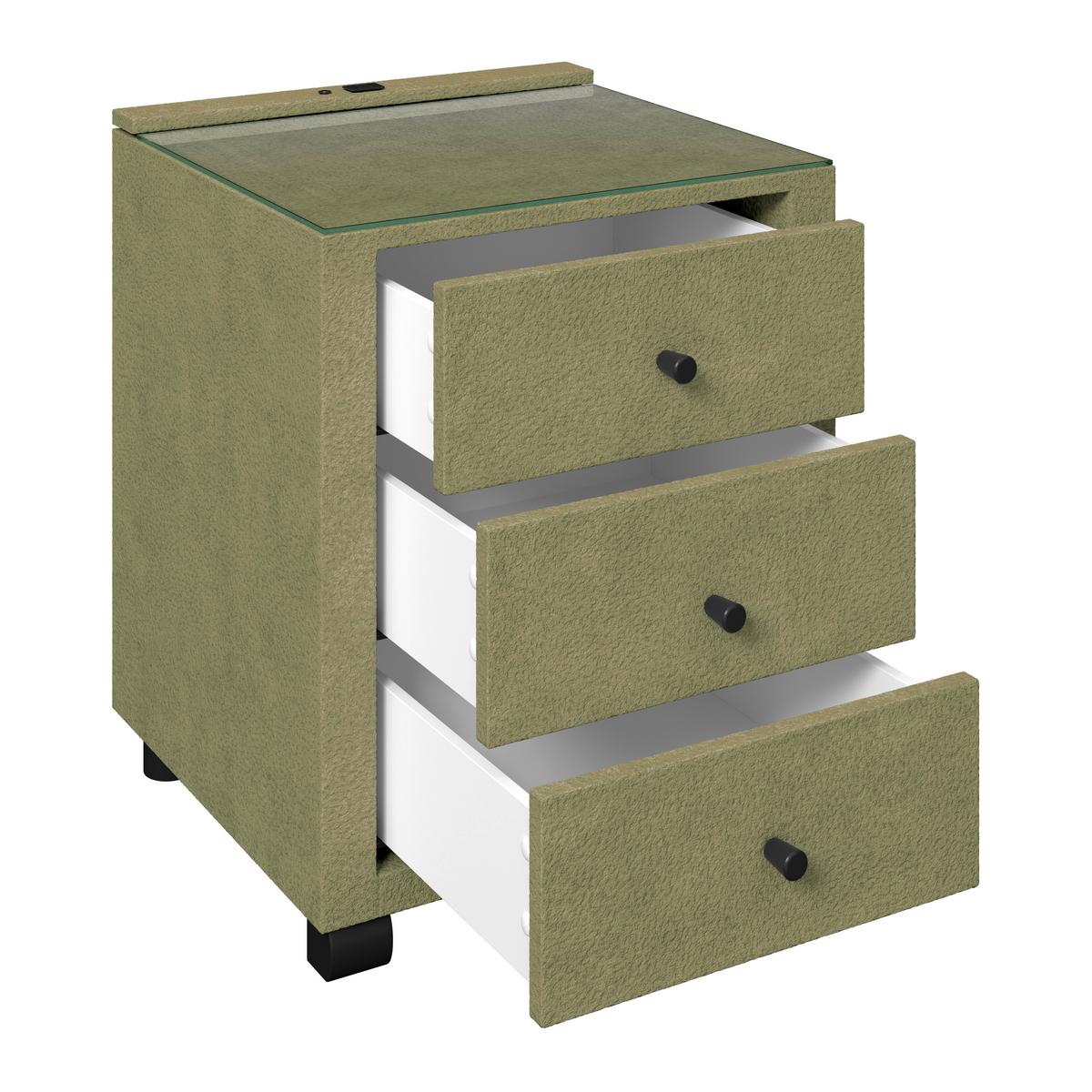 Noćni Ormarić Elysia - zelena, Trend, staklo/drvni materijal (48/68/45,5cm) - Premium Living