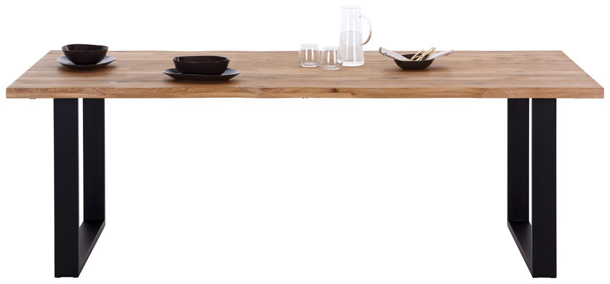 Jedilna Miza Wood, Hrast, Masivno, 220x100 - črna/naravne barve, Konvencionalno, kovina/les (220/75/100cm) - James Wood