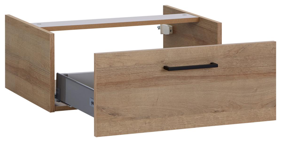 Unterschrank Bavelli B: 62 cm Eiche Dekor - Eichefarben/Schwarz, KONVENTIONELL, Holzwerkstoff (62/26/44cm)