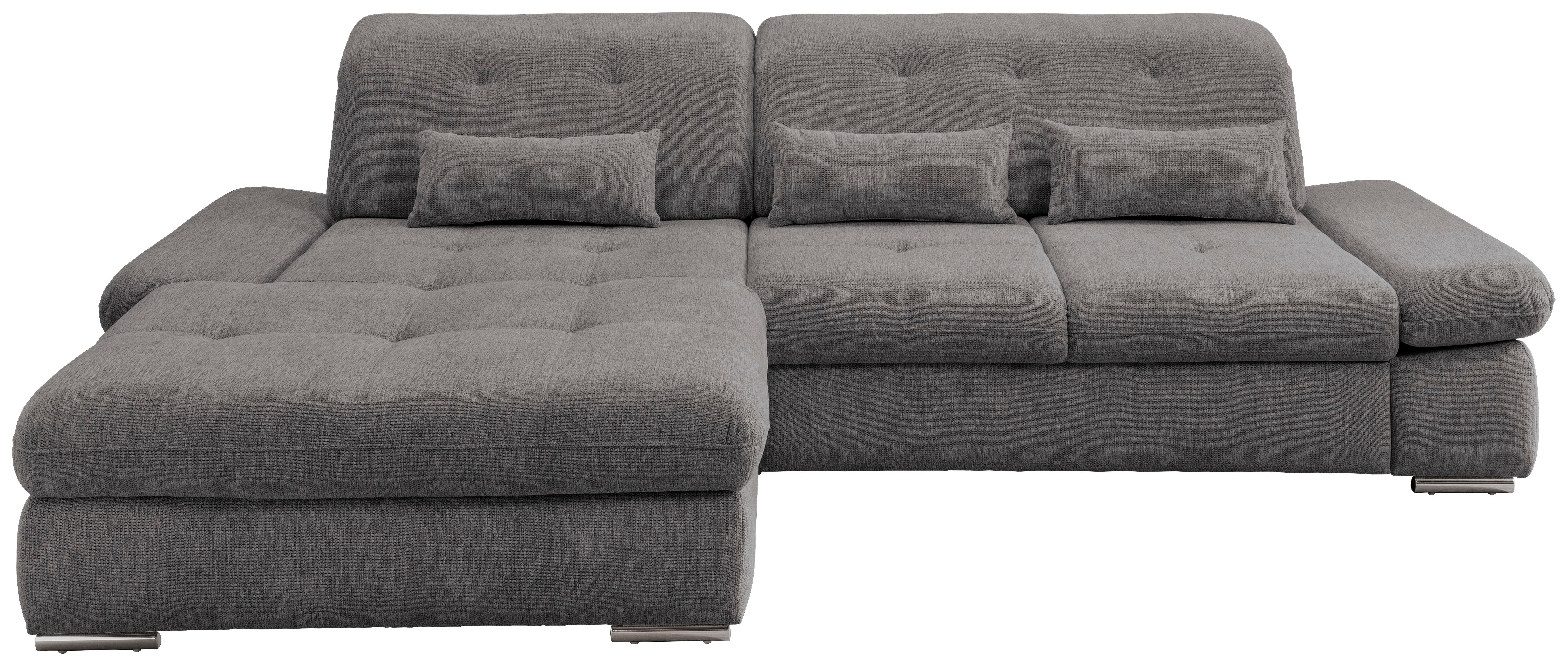 Wohnlandschaft Dalida Braun/Grau Chenille - Chromfarben/Graubraun, Design, Textil/Metall (196/300cm) - Livetastic