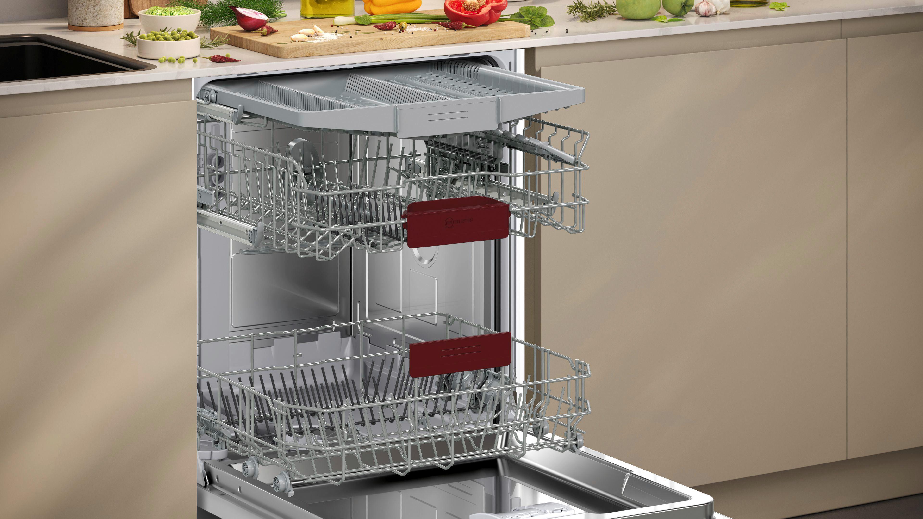 Geschirrspüler S275EAX16E max. 2400 W vollintegrierbar - Creme, Natur, Metall (59,8/86,5/55cm) - Neff