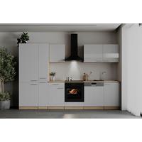 Küchenblock Merle m. Geräten Weiß - Edelstahlfarben/Eichefarben, Basics, Holzwerkstoff/Metall (310cm) - Respekta