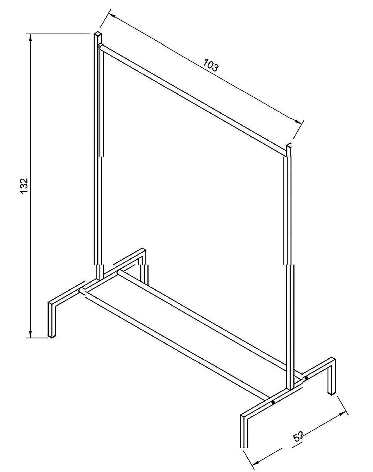 Kleiderständer Labol S ca. 103x132x52 cm Schwarz - Schwarz, Design, Metall (103/132/52cm) - MID.YOU