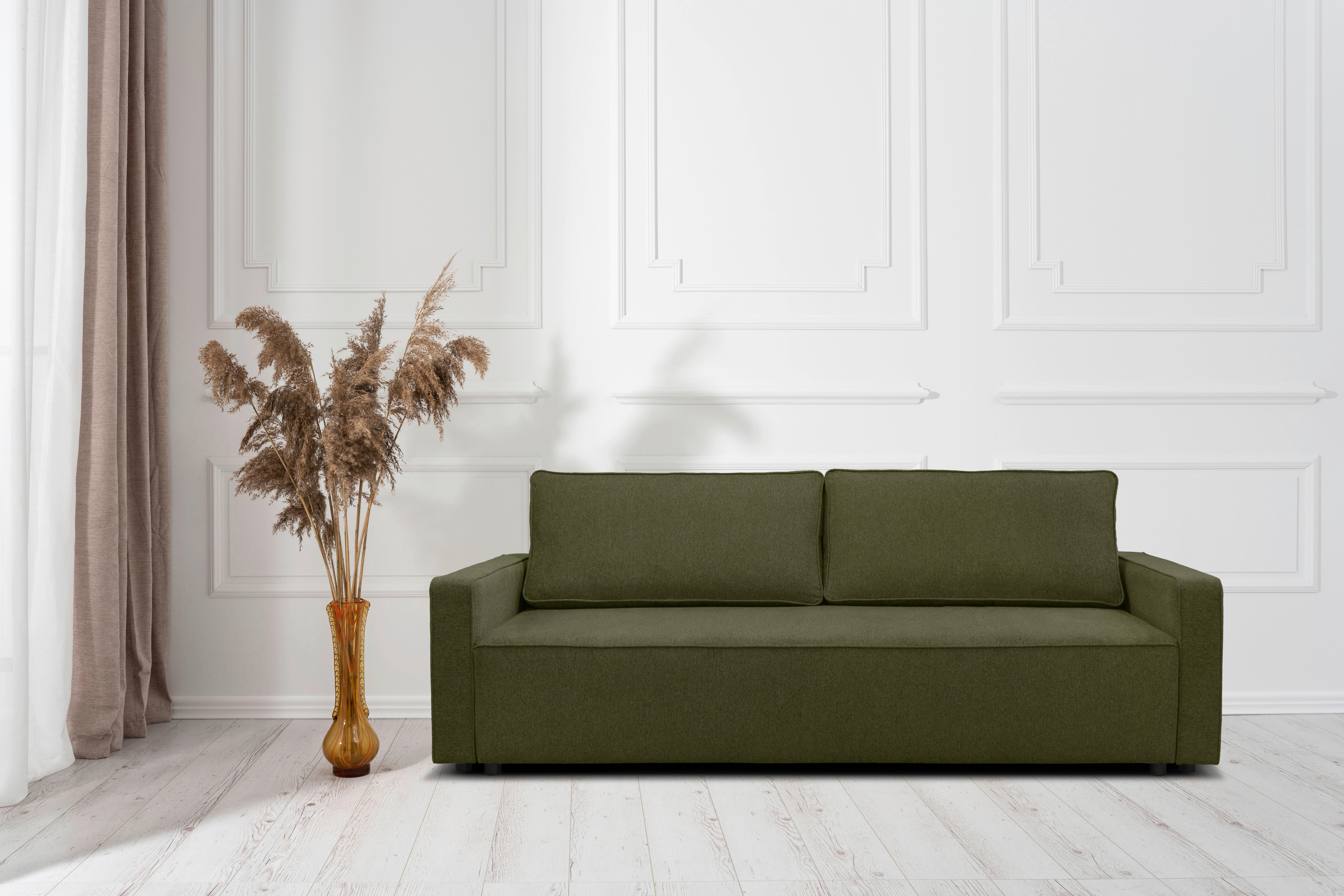 Canapea extensibila NICOLE - măsliniu, Modern, textil (232/90/100cm) - Modern Living