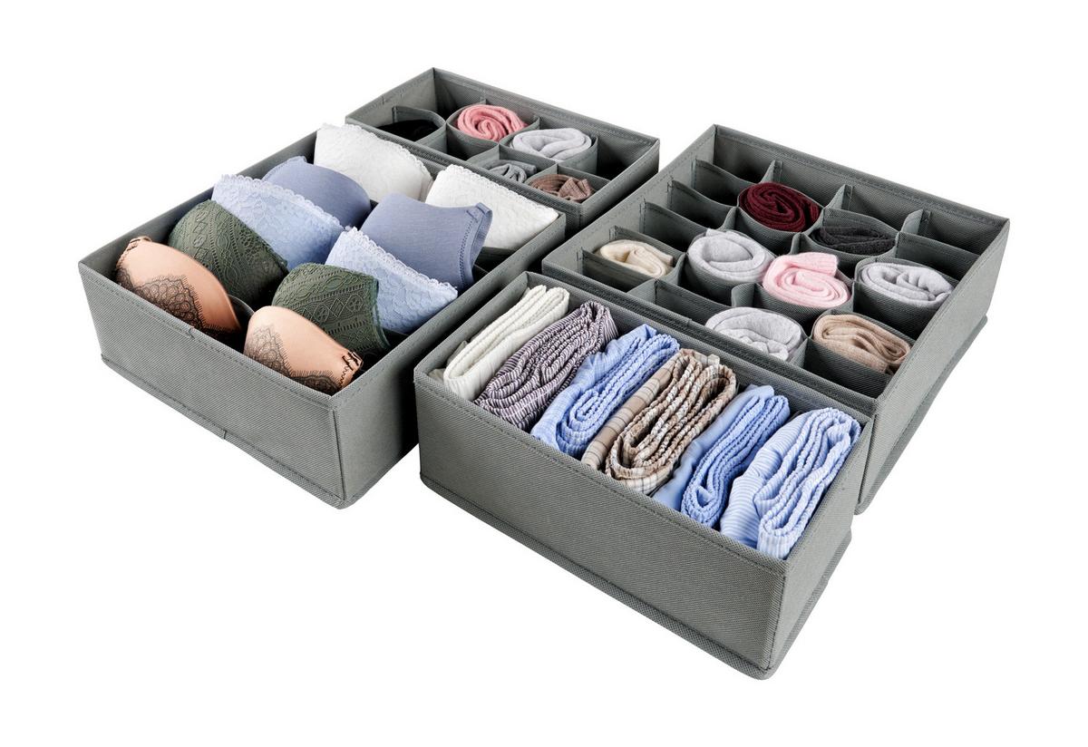 Set de cutii pentru depozitare Monk - gri închis, Modern, hârtie/textil - Mömax