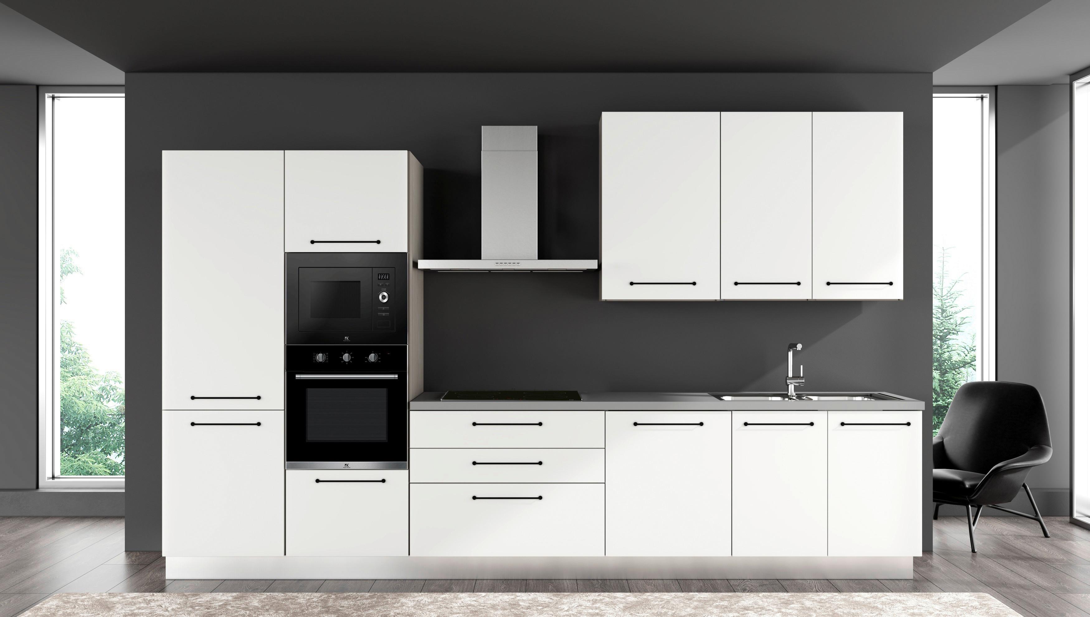 Kuhinjski Blok Line, Z Aparati, 360 Cm - črna/bela, Moderno, kovina/leseni material (360/60/216/240cm) - Mömax