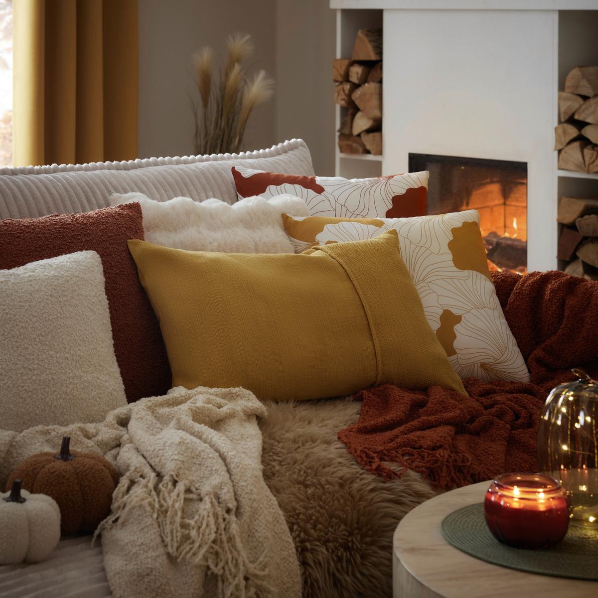 Zierkissen Gingko Gelb ca. 45x45cm - Gelb, Modern (45/45cm) - Modern Living