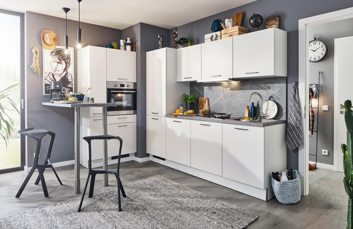 Einbauküche PN80 Weiß - Schwarz/Weiß, MODERN, Holzwerkstoff/Metall (150/240cm) - Pino