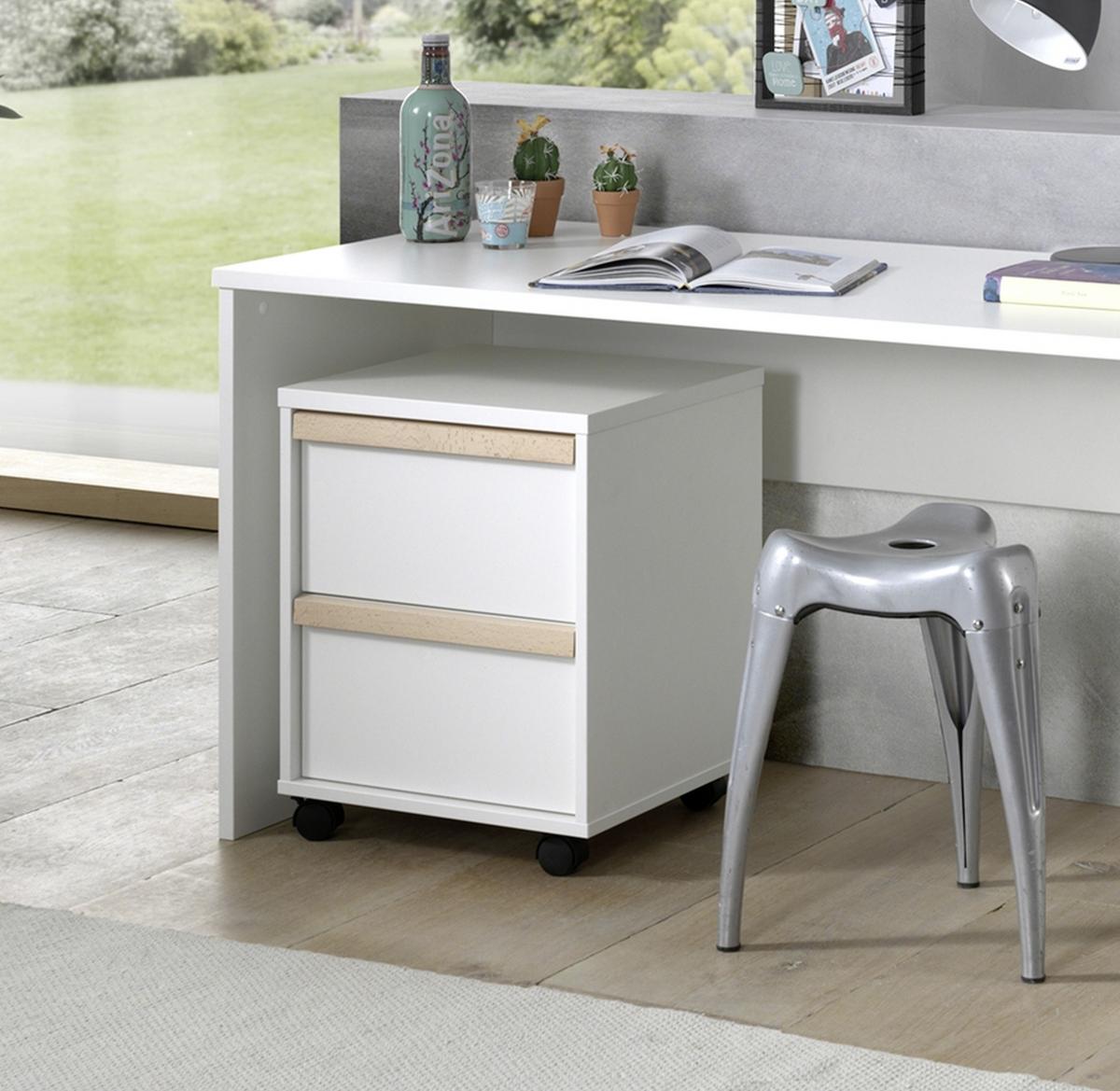 Rollcontainer London Weiß - Buchefarben/Weiß, MODERN, Holz/Holzwerkstoff (48,1/60/44cm) - Vipack