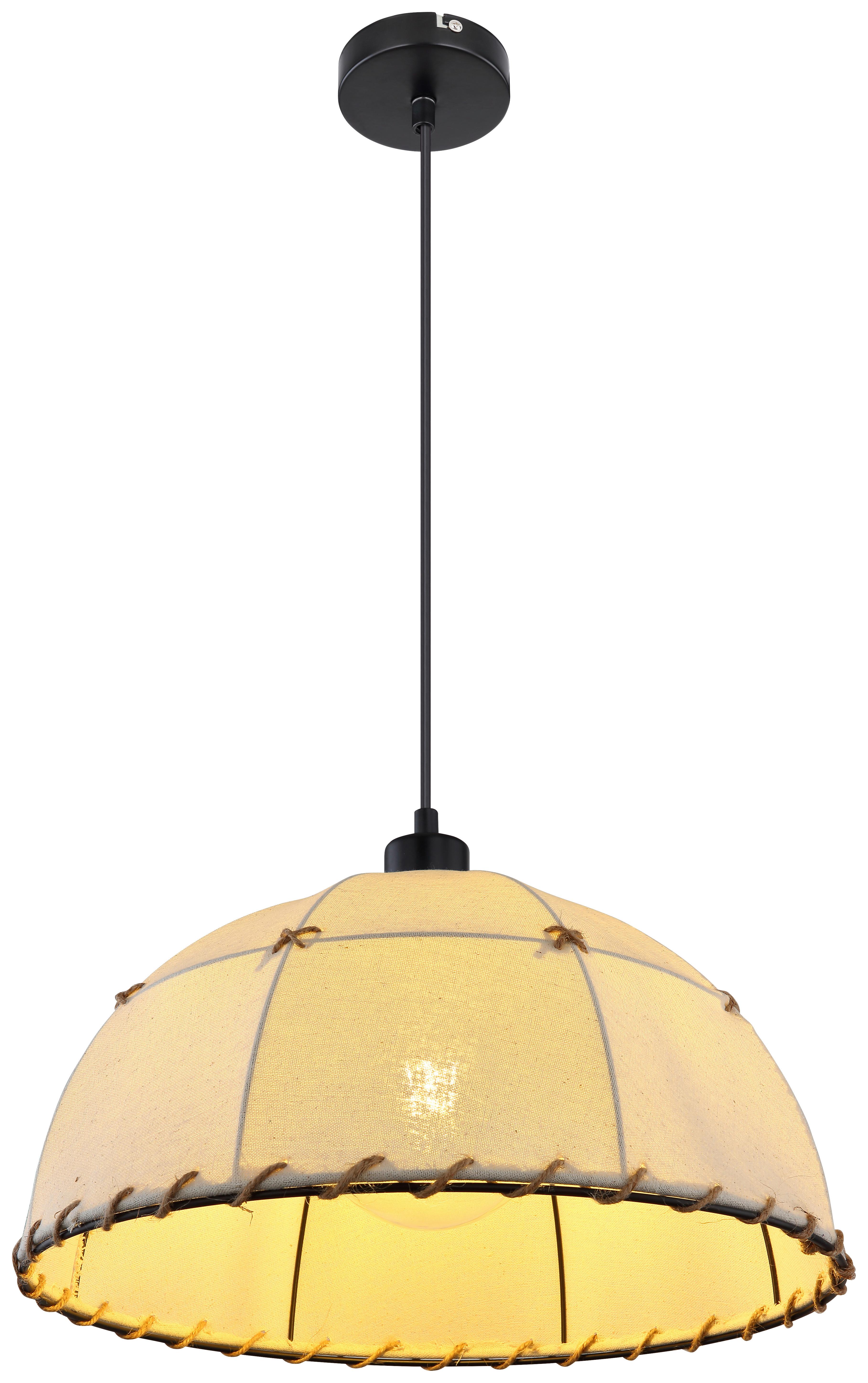Viseča Svetilka 15442h1 Rex - črna/bež, Natur, kovina/tekstil (40/120cm) - Globo