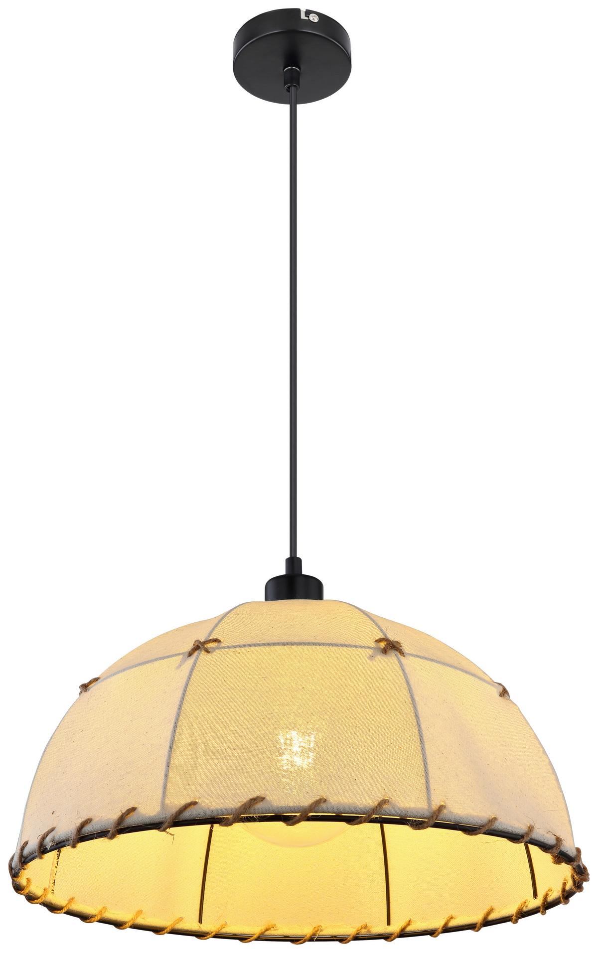 Viseča Svetilka 15442h1 Rex - črna/bež, Natur, kovina/tekstil (40/120cm) - Globo