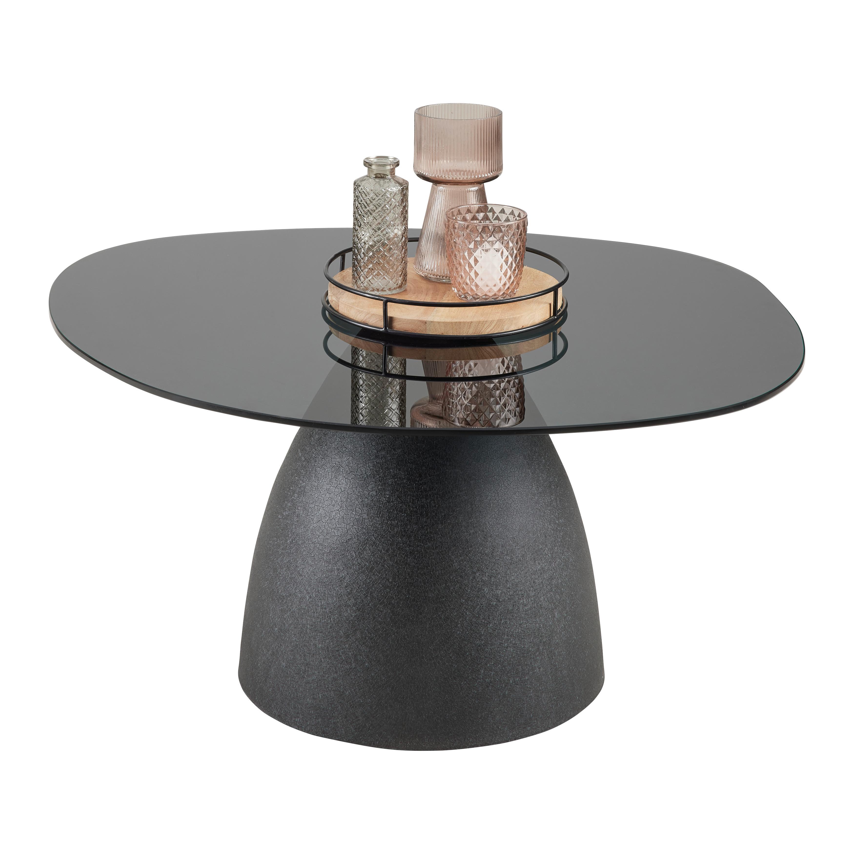 Couchtisch Murphy Schwarz Metall getöntes Glas - Schwarz, MODERN, Glas/Metall (86/76/40cm) - Premium Living
