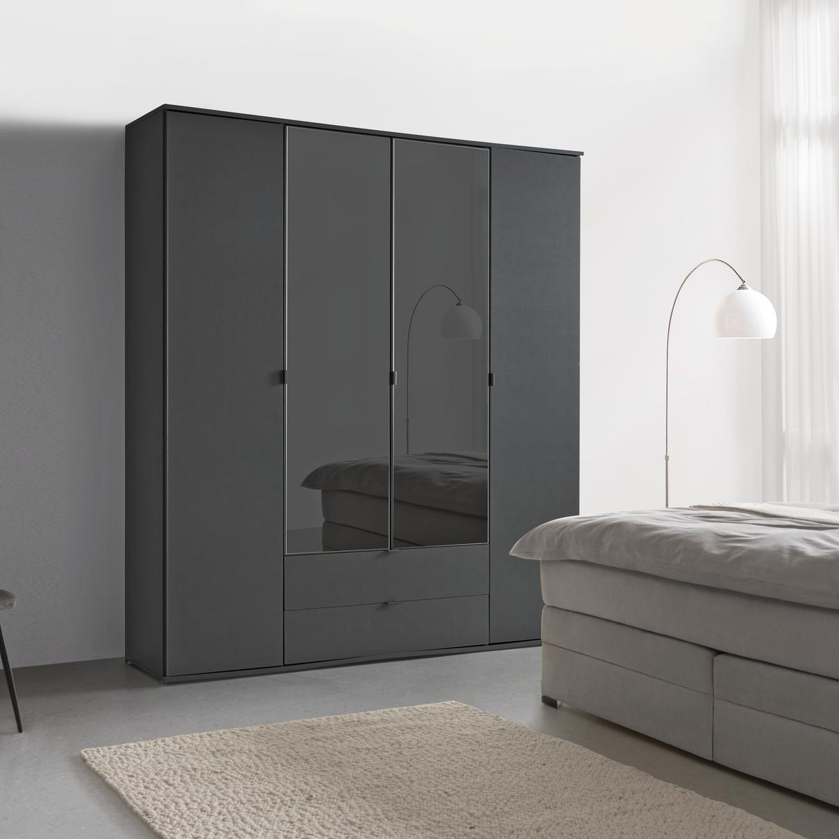 Drehtürenschrank Avila Grau - Grau, Konventionell, Glas/Holzwerkstoff (181/194/53cm) - Mömax