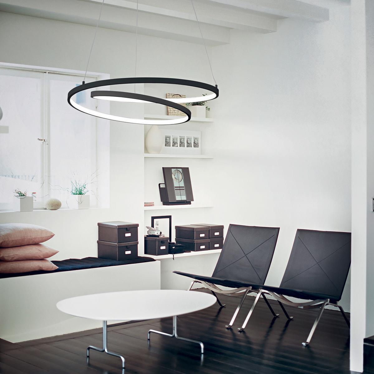LED-Hängeleuchte max. 55 Watt - Schwarz, Design, Kunststoff/Metall (80/80/39/150cm) - Ideal Lux